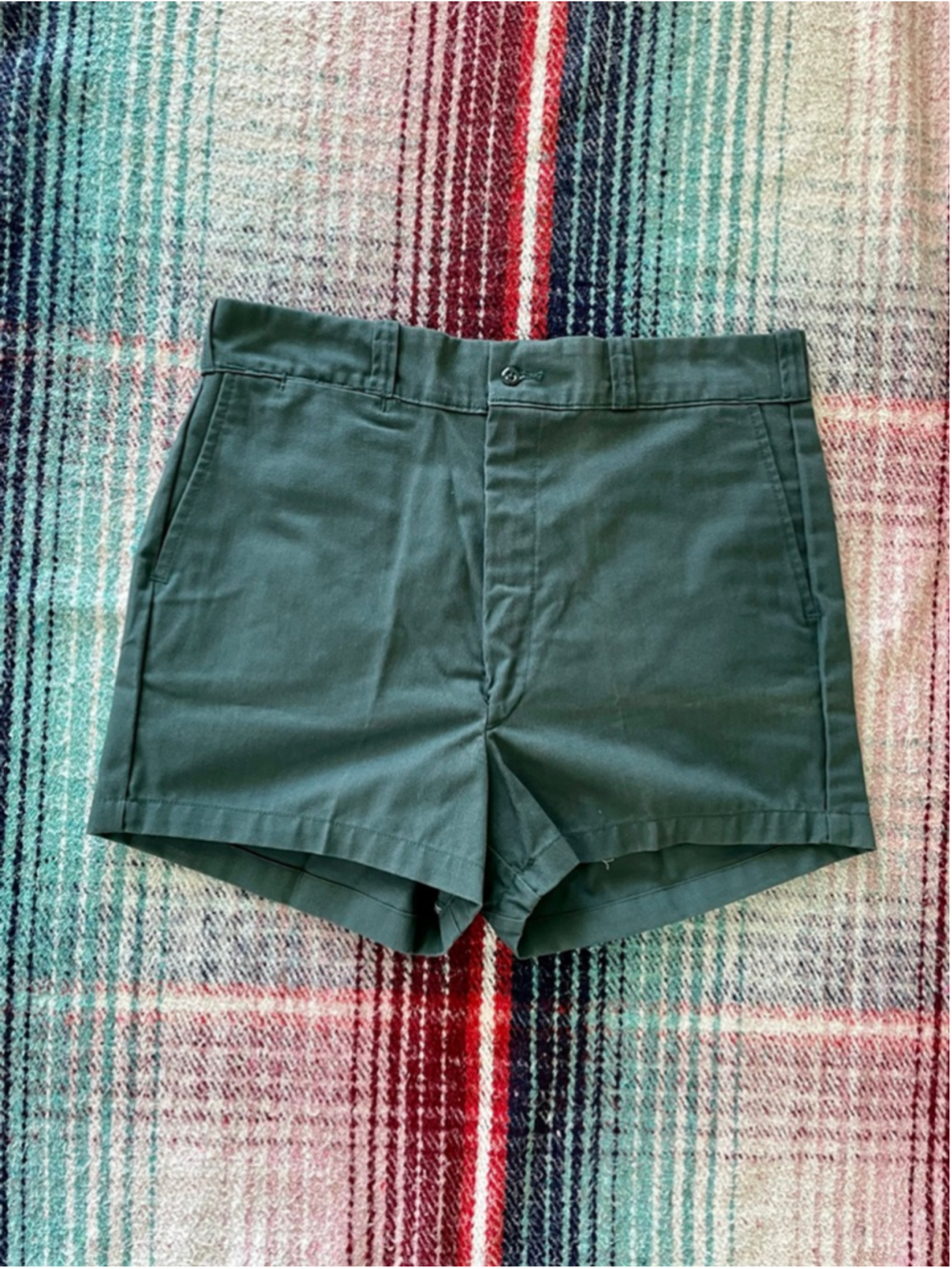 80s Key Imperial Green Work Shorts 34